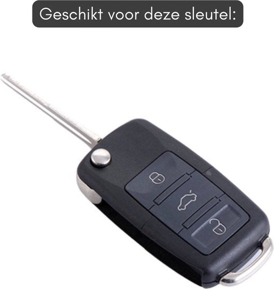 TPU Sleutelcover - Sleutelhoesje Geschikt voor Volkswagen Golf / Polo / Tiguan / Up / Passat / Seat Leon / Skoda Citigo - Metallic Rood en Zwart Leer - Flexibele Sleutel Cover - Zacht Hoesje - Auto Accessoires