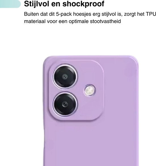 5 Pack - Hoesje Geschikt voor OPPO A40 / A60 - 5x Siliconen Shock Proof Case - Stevige TPU Cover - Multipack met Groen, Zwart, Blauw, Roze en Paars
