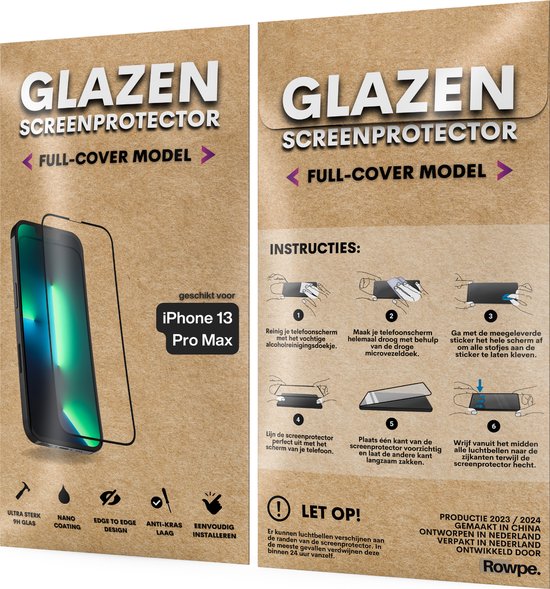 Screenprotector - Geschikt voor iPhone 13 Pro Max - Gehard Glas - Full Cover Tempered Glass - Case Friendly