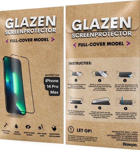 Screenprotector - Geschikt voor iPhone 14 Pro Max - Gehard Glas - Full Cover Tempered Glass - Case Friendly