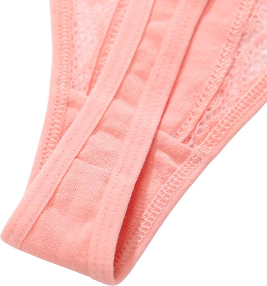 [EOL] Sexy Dames String met Kant - 3 Pack met Grijs, Rood & Roze - Vrouwen Lingerie / Ondergoed Set - Maat M