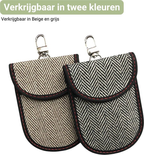 Anti Diefstal Sleutelhoesje Beige - Autosleutel RFID Case - Blokkeert Signalen - Sleutelcover met Sleutelhanger - Sleutel Etui Keyless Entry - Antidiefstal - Pinpas
