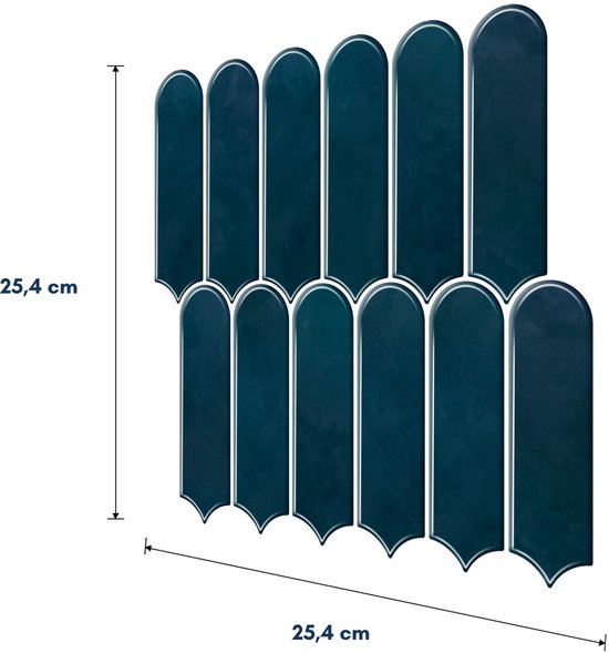 Solusia Zelfklevende Plaktegels Blauw - Lantern – 10 Luxe Plaktegels voor Wand – Waterdichte Wandpanelen voor Keuken, Badkamer en Toilet – 25,4 x 25,4 cm – Makkelijk aan te brengen - Tegeltjes Tegelstickers Picket