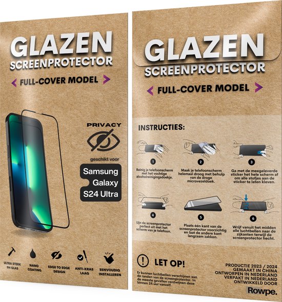 Privacy Screenprotector - Geschikt voor Samsung Galaxy S24 Ultra - Gehard Glas - Full Cover Tempered Privacy Glass - Case Friendly