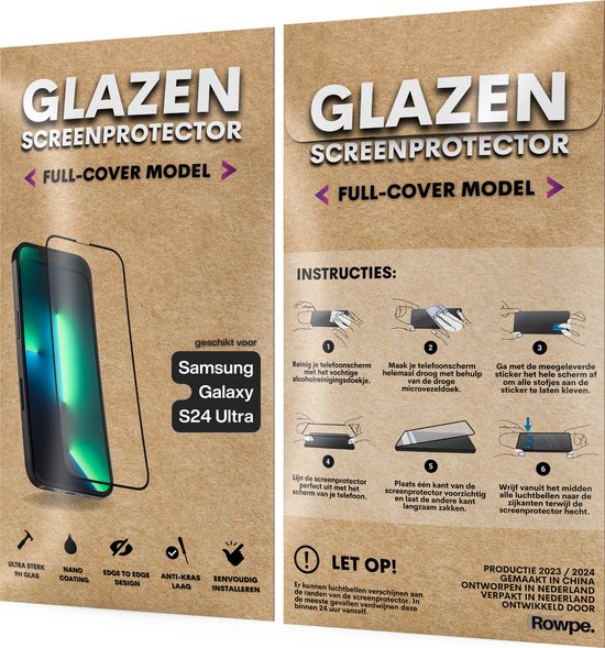 Screenprotector - Geschikt voor Samsung Galaxy S24 Ultra - Gehard Glas - Full Cover Tempered Glass - Case Friendly