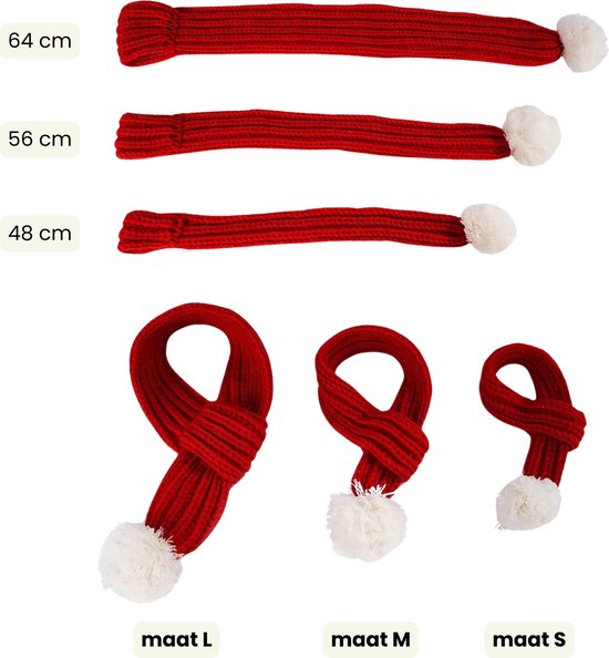 Kerstmuts en Sjaal voor Honden - Kerst Setje - Kerst Mutsje met Gebreid Sjaaltje - Kerst Accessoire voor Honden en Grote Katten - Hondenkleding - Wintersetje - Maat M