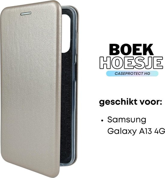 [EOL] Wallet Hoesje Goud - Geschikt voor Samsung Galaxy A13 / A04s - Portemonnee Book Case - Boekje met Kaarthouder / Pasjeshouder en Magneetsluiting - Booklet Beschermhoes