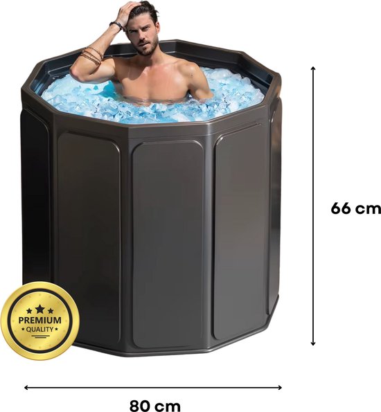 Opvouwbaar IJsbad XXL - 66 x 80 CM - Zitbad voor Volwassenen - Ice Bath / Dompelbad voor Koude Therapie, Spierherstel en Ontspanning - Wim Hof Bucket - Lichtgewicht en Draagbaar - Zwart