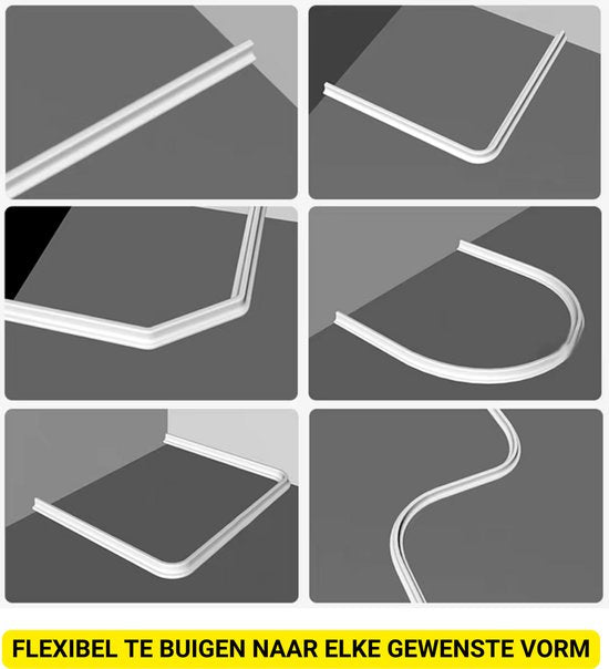 Badkamer Waterbarrière Strip - Douchedrempel 200 cm - Zelfklevende Siliconen Waterstopper - Waterstopper Tegen Waterlekkage - Waterkering voor Douche, Bad en Keuken - Wit