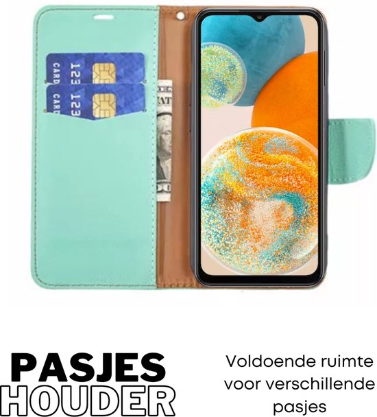 Hoesje Mintgroen - Geschikt voor Samsung Galaxy A23 5G / 4G - Portemonnee Book Case - Boekje Met Kaarthouder / Pasjeshouder en Magneetsluiting - Booklet Beschermhoes