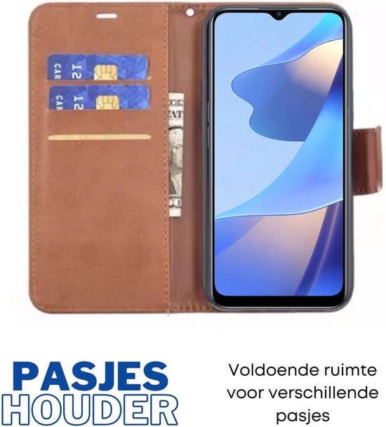 [EOL] Hoesje Bruin - Geschikt voor OPPO A16 / A16S / A54S  - Portemonnee Book Case - Boekje Met Kaarthouder / Pasjeshouder en Magneetsluiting - Booklet Beschermhoes Kunstleer