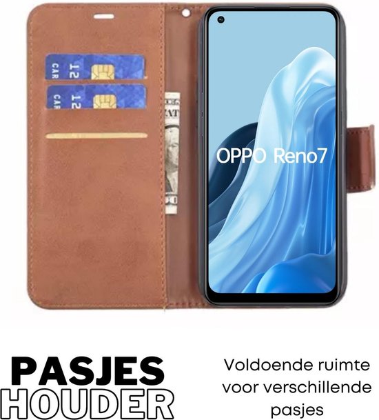 [EOL] Hoesje Bruin - Geschikt voor OPPO Reno 7 4G - Portemonnee Book Case - Boekje Met Kaarthouder / Pasjeshouder en Magneetsluiting - Booklet Beschermhoes Kunstleer