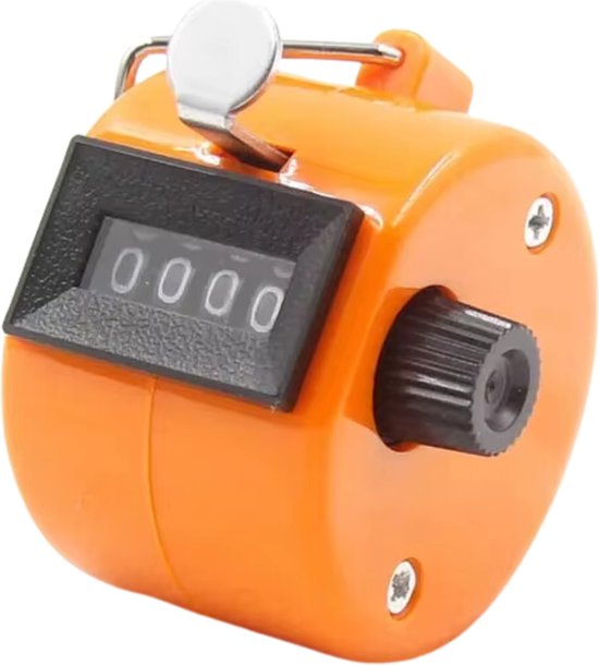 Handteller Set (4 Stuks) - Handmatige Klik Teller - Tally Counter - Personenteller - Teller - Zwart, Rood, Roze en Oranje - 4 Cijfers