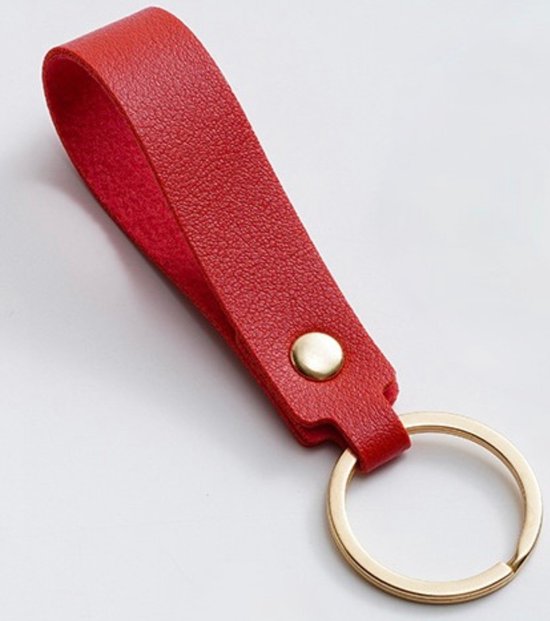 Luxe Sleutelhanger - Rood Leer - Hanger Goud - Dames & Heren Sleutel Hanger - Tashanger - Keychain Mode Cadeau - Imitatieleer - Fashion Auto Sleutelhanger