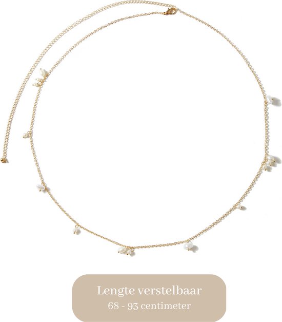 Belly Chain - Goud met Parels - Buikketting Goudkleurig - Zomerse Tailleketting - Heupketting Dames - Dubbele Buik Ketting