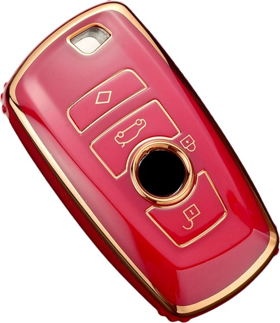 Zachte TPU Sleutelcover - Rood Goud Metallic - Sleutelhoesje Geschikt voor BMW 1 serie / 3 serie / 5 Serie / 7 Serie / X1 / X3 / X4 / X5 / F20 / F30 / F31 / F34 / M - Flexibele Sleutel Cover - Sleutel Hoesje - Auto Accessoires
