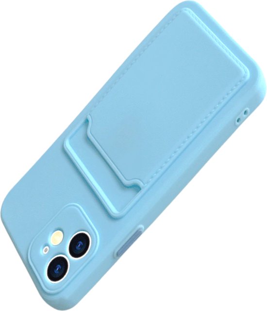 Hoesje Geschikt voor Apple iPhone 16 Stevig TPU - Met Kaarthouder - Lichtblauw - Shockproof Case met Pasjeshouder - TPU Hoes Met Vakje Voor Pasje - Card Case Back Cover