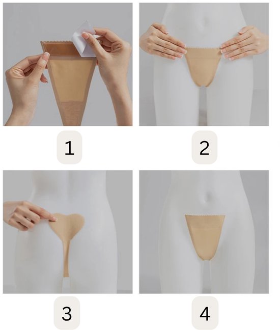 Onzichtbare Zelfklevende C-Strings - Zonder Zijbandjes / Zijkant - Strapless - Onzichtbaar / Invisible - Seamless - Herbruikbaar - Zwart & Nude - Maat M