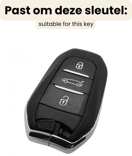 Zachte TPU Sleutelcover - Sleutelhoesje Geschikt voor Peugeot 208 / 308 / 408 / 508 / 2008 / 3008 / 4008 / 5008 / Citroën C3 / C4 / C6 / C8 / Cactus - Paars met Zilver - Key Cover - Auto Accessoires