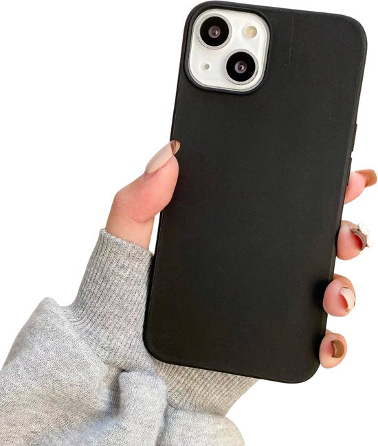 Soft Touch Hoesje - Geschikt voor Apple iPhone 13 - Zwart - Stevig Shockproof TPU Materiaal - Zachte Coating - Siliconen Feel Case - Back Cover