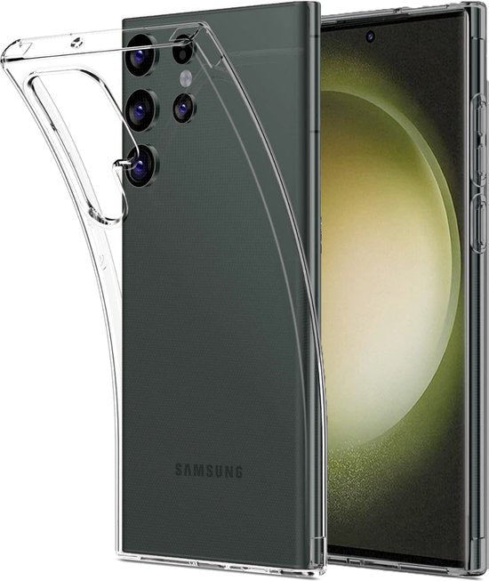 3 in 1 Set Geschikt voor Samsung Galaxy S23 Ultra - Transparant Hoesje + Screenprotector + Cameraprotector - Doorzichtige Shockproof TPU Case - Tempered Glass Screen Protector - Glazen Camerabeschermer - Set van 3