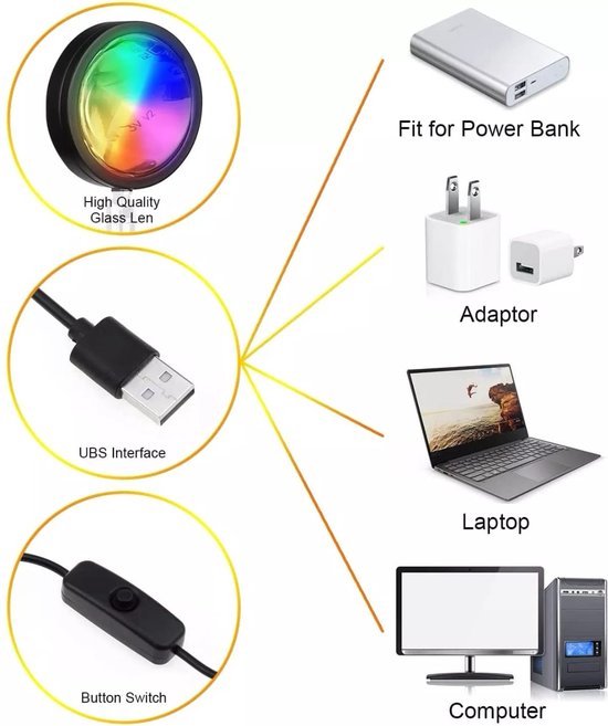 Sunset Lamp - Projector - Nachtlamp - Sfeerverlichting - Tiktok lamp - Fotografie Sfeerlicht