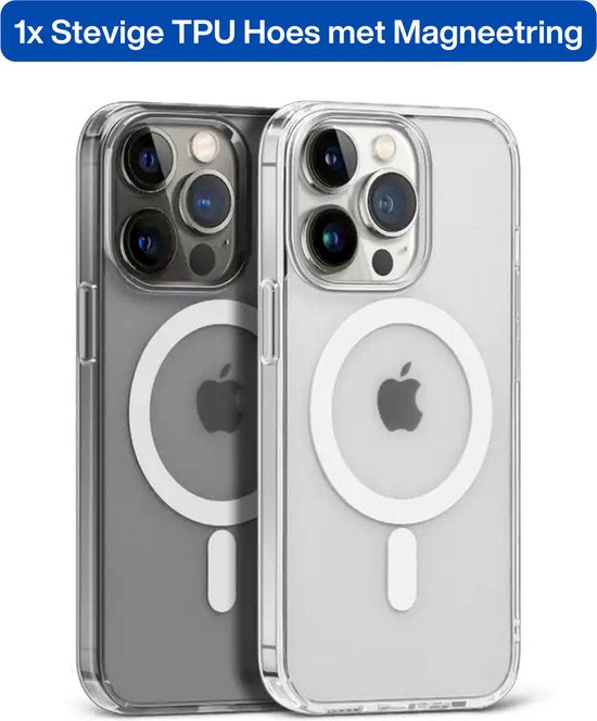 [5 in 1] Magnetisch Hoesje Geschikt voor iPhone 15 Pro - 2 Screenprotectors - 2 Camera Lens Protectors - Stevig Doorzichtig TPU Magneet Hoesje - Tempered Glass Scherm Protector
