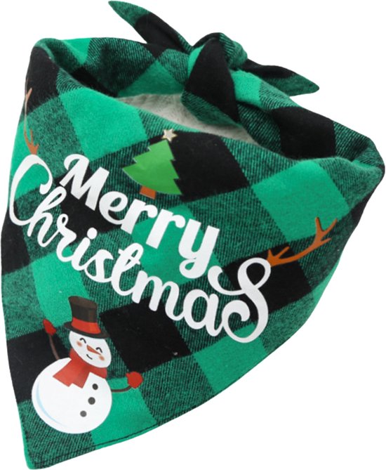 Kerst Sjaaltje 'Merry Christmas' - Hond & Kat - Winter Halsband - Honden Das Groen - Kerstpakje voor Honden en Katten - Hondentrui - Kerstkostuum - Hondenkleding - Maat L