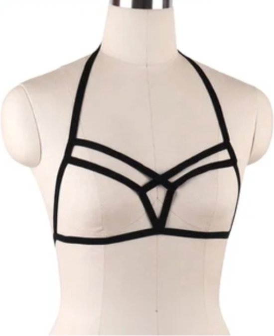 Sexy Vrouwen Harnas - Borsten Decolleté - Zwart - Cosplay Gothic Tuigje - One Size
