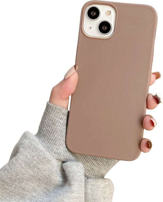 Soft Touch Hoesje - Geschikt voor Apple iPhone 14 Pro Max - Bruin - Stevig Shockproof TPU Materiaal - Zachte Coating - Siliconen Feel Case - Back Cover