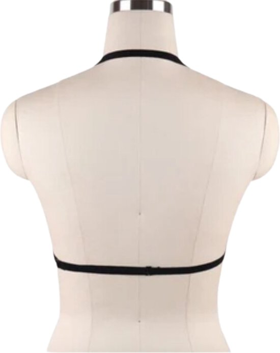 Sexy Vrouwen Harnas - Borsten Decolleté - Zwart - Cosplay Gothic Tuigje - One Size