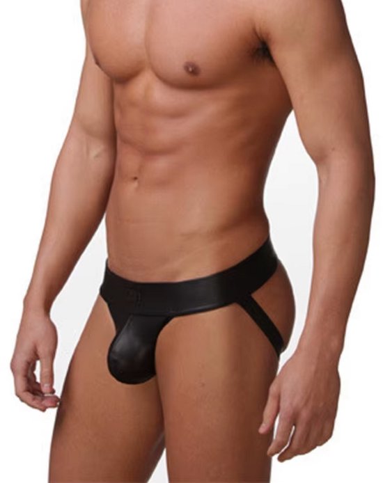 Heren Latex Look String – Open Achterkant Design – Sexy Ondergoed voor Mannen – Erotisch Lingerie - Maat XL