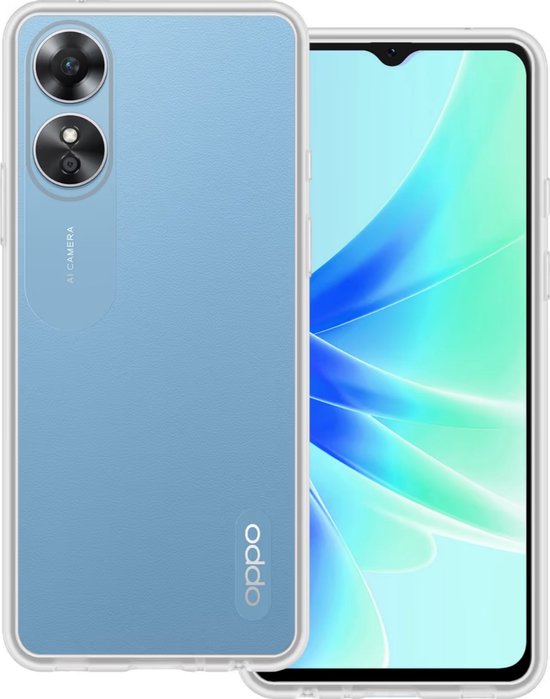 3 in 1 Set Geschikt voor OPPO A17 - Transparant Hoesje + Screenprotector + Cameraprotector - Doorzichtige Shockproof TPU Case - Tempered Glass Screen Protector - Glazen Camerabeschermer - Set van 3