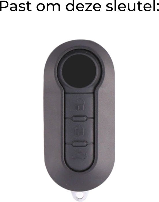 Zachte TPU Sleutelcover - Zwart Zilver Metallic - Sleutelhoesje Geschikt voor Fiat 500 / 500L / 500X / 500C / Panda / Punto / Stilo - Sleutel Hoesje Cover - Auto Accessoires
