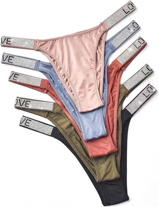 Love Secret Slip Groen - Luxe Design met Diamantjes en Satijn - High Waist - Dames Lingerie / Ondergoed - Maat M