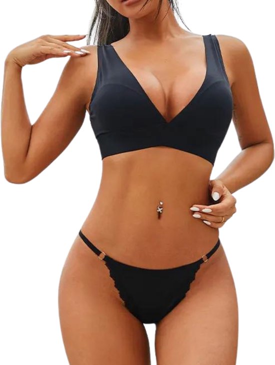 [EOL] Sexy Dames String - Zwart - Smal Bandje - Dames Lingerie / Ondergoed - Maat L