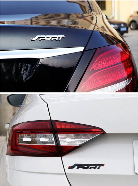 Auto Embleem Sport - Zwart - Zelfklevende Badge - Sport Logo - universeel/alle automerken - voor Achterklep - Auto Accessoires
