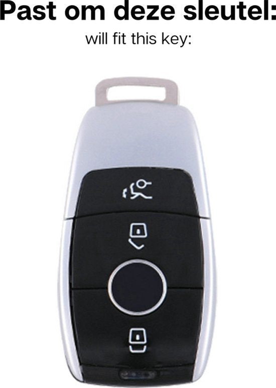 Zachte TPU Sleutelcover - Sleutelhoesje Geschikt voor Mercedes G Klasse / C Klasse / GLE / CLA / GLA / GLB / GLS / AMG - Mat Zilver & Chroom  - Sleutel Hoesje Cover - Auto Accessoires