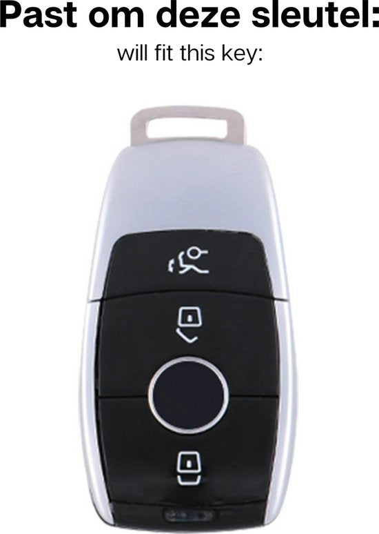 Zachte TPU Sleutelcover - Sleutelhoesje Geschikt voor Mercedes G Klasse / C Klasse / GLE / CLA / GLA / GLB / GLS / AMG - Mat Zilver & Chroom  - Sleutel Hoesje Cover - Auto Accessoires