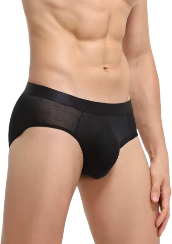 Heren Slip Transparant  - Slip Doorzichtig Zwart - Sexy Mesh Design - Mannen Onderbroek - Lingerie Voor Mannen - Ondergoed Maat XL
