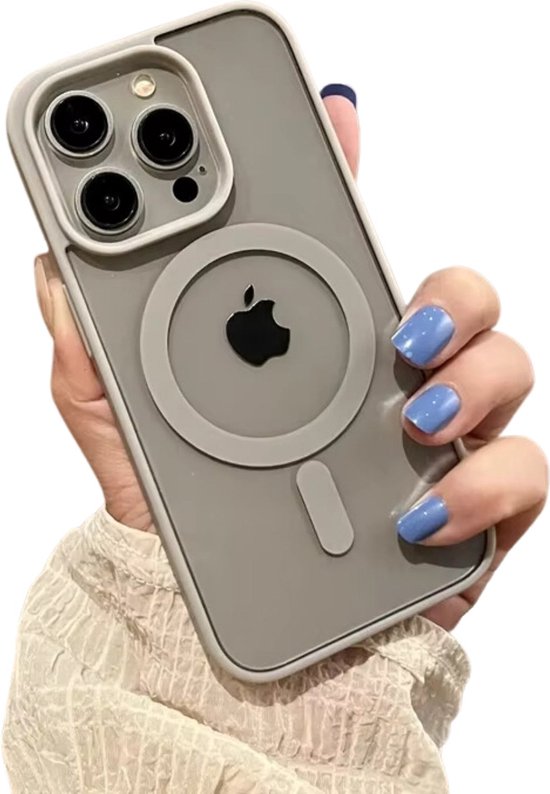Transparant Magneet Ring Hoesje - Geschikt voor Apple iPhone 14 Pro Max - Natural Titanium - Stevig Doorzichtig Shockproof - Magnetisch - TPU Rand - Anti Yellowing Achterkant (Magneetring Compatible)
