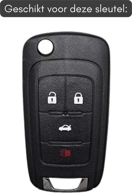 Zachte TPU Sleutelcover - Geschikt voor Opel Astra / Corsa / Insignia / Mokka / Zafira / Insignia / Chervrolet Cruze / Spark - 4 Knops - Zwart met Goud - Sleutel Hoesje Cover - Auto Accessoires