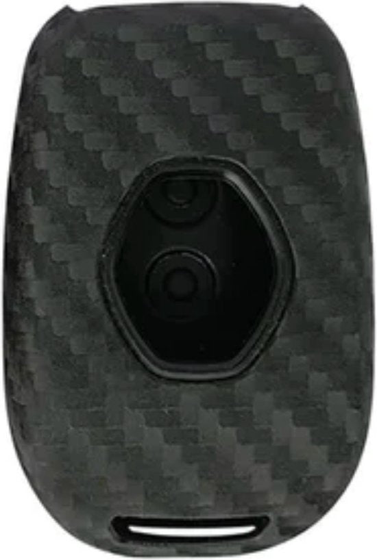 Zachte Carbon Sleutelcover met Knoppen - Sleutelhoesje Geschikt voor Renault Clio / Captur / Laguna / Scenic / Duster / Logan / Sandero - Siliconen Materiaal - Sleutel Hoesje Cover - Auto Accessoires