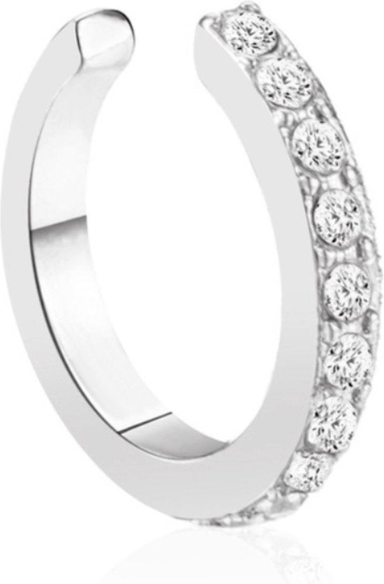 Fake Helix Zilver - Diamantjes - Nep Piercing - Klem Oorbel Oorpiercing - Nep Helix - Ringetje Zilver - Metaal
