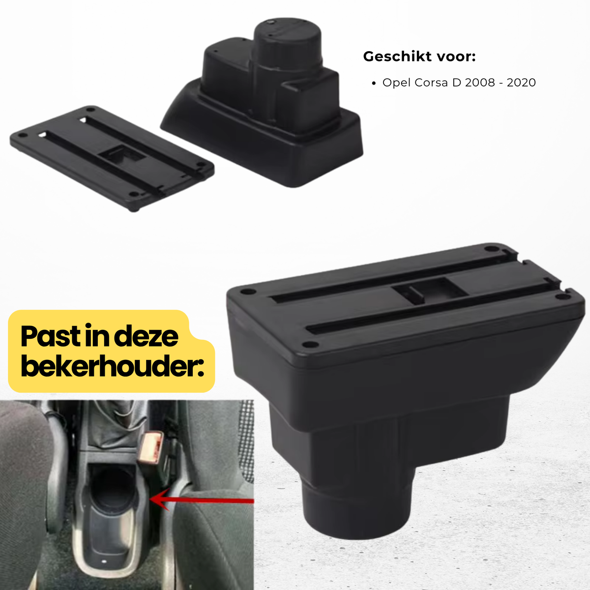 Multifunctionele Armsteun - Geschikt voor Opel Corsa D 2008 - 2020 - 1 USBC & 2 USB Aansluitingen - Opbergvakken - Armleuning - Middenconsole - Bekerhouder
