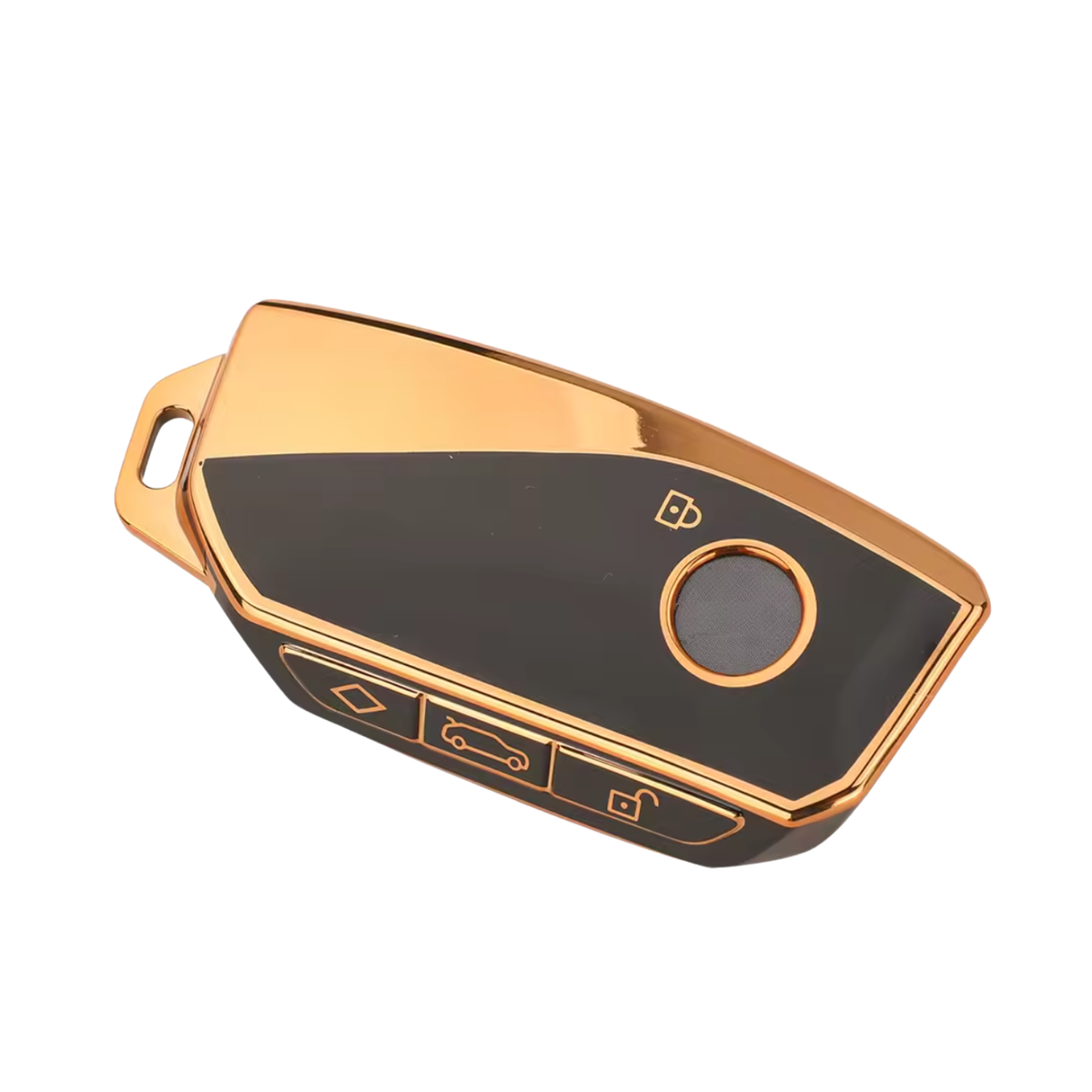 Zachte TPU Sleutelcover - Sleutelhoesje Geschikt voor BMW i7 / X7 / G07 / LCI / iX / U11 / 7 Serie / G70 / G09 / XM / U06 / G81 / M3 / 2023 - Goud met Zwart - Key Cover - Auto Accessoires