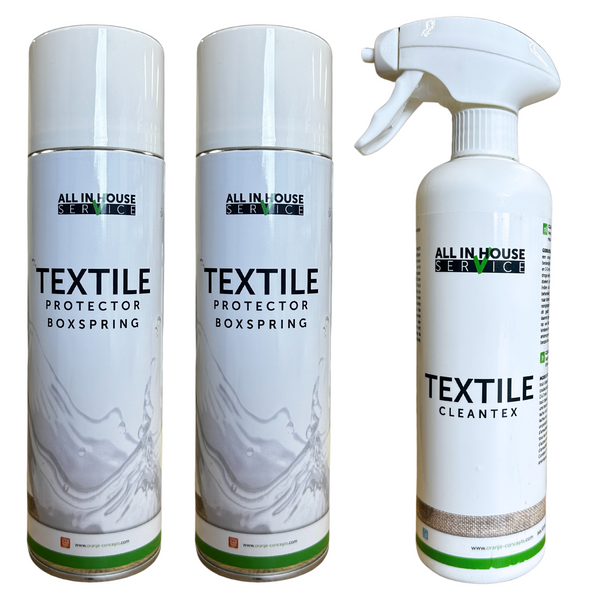 Textile Protector Boxspring 2x 500ml + Textile Cleantex Vlekkenspray 500ml