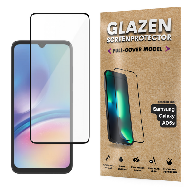 Screenprotector - Geschikt voor Samsung Galaxy A05 S - Gehard Glas - Full Cover Tempered Glass - Case Friendly