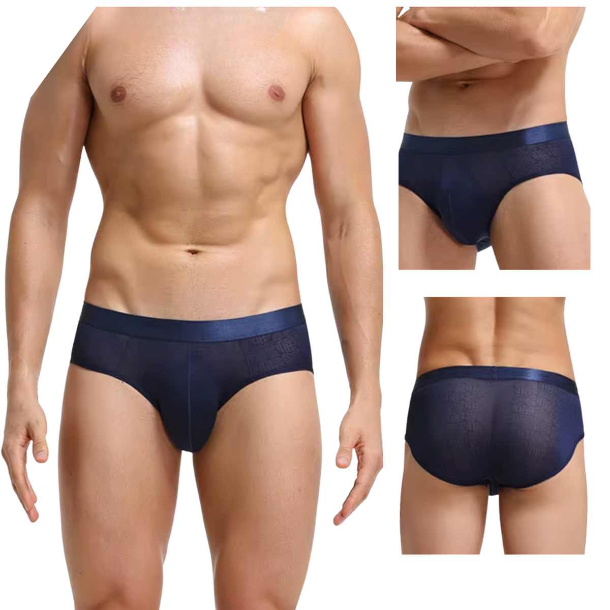 Heren Slip Transparant  - Slip Doorzichtig Donkerblauw - Sexy Mesh Design - Mannen Onderbroek - Lingerie Voor Mannen - Ondergoed Maat XL
