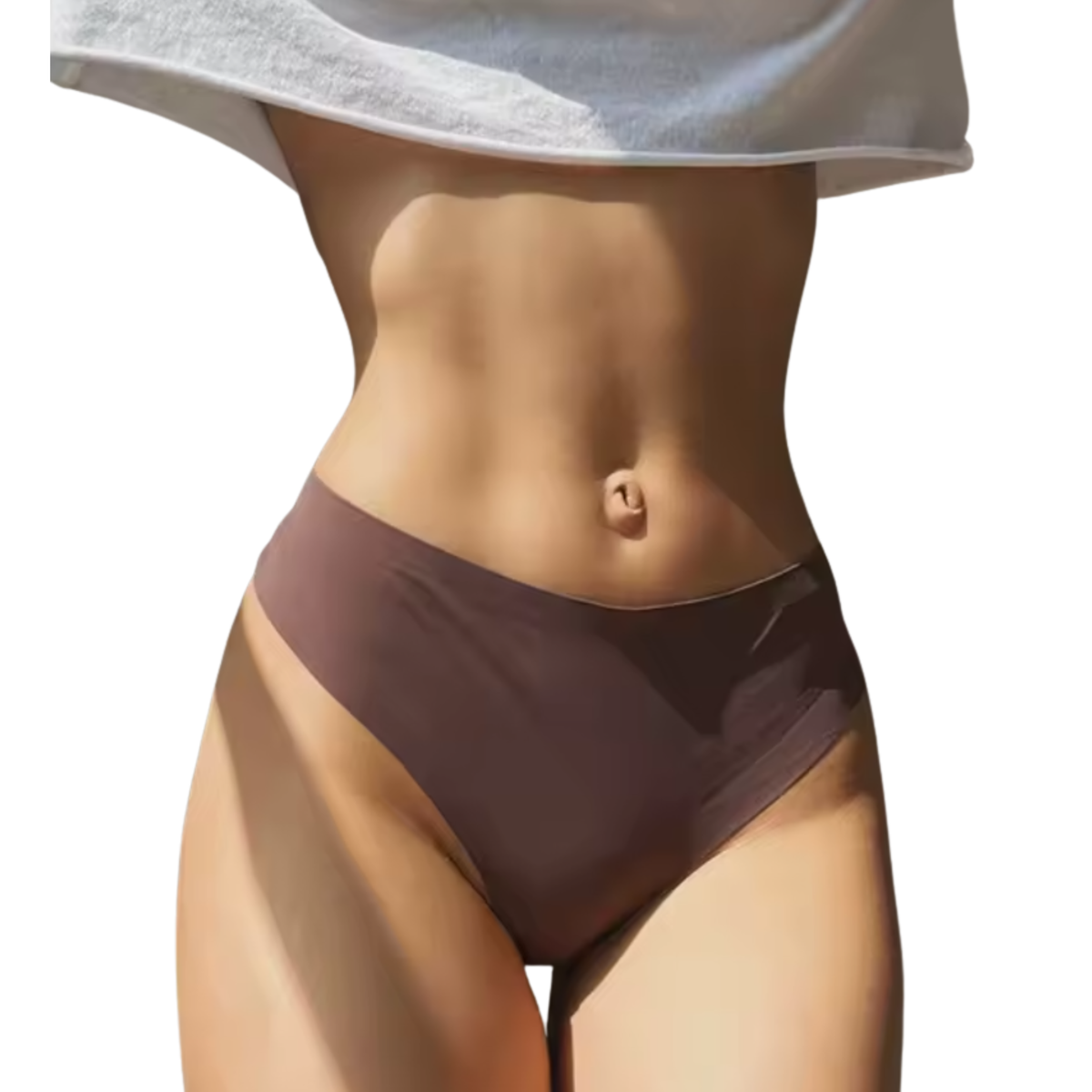 Naadloze Dames String - Bruin - Dubbele Bandjes - Naadloos / Seamless Ondergoed - Comfortabele en Sexy Lingerie - Brazilian / Slip / Onderbroek - Maat S
